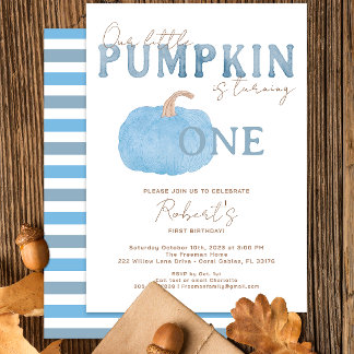 Blue Pumpkin Erster Geburtstag Einladung