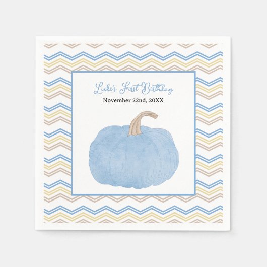 Blue Pumpkin Erster Geburtstag Napkins Serviette (Vorderseite)