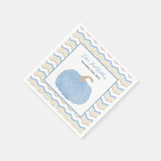 Blue Pumpkin Erster Geburtstag Napkins Serviette (Ecke)