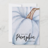 Blue Pumpkin Fall Baby Boy Dankeskarte (Vorderseite)