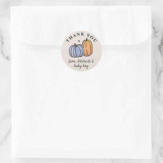 Blue Pumpkin Fall Baby Dusche Danke Runder Aufkleber (Tasche)