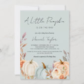 Blue Pumpkin Fall Baby Dusche Einladung (Vorderseite)