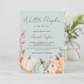 Blue Pumpkin Fall Baby Dusche Einladung (Stehend Vorderseite)