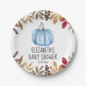 Blue Pumpkin Fall Baby Dusche Napkins Pappteller (Vorderseite)