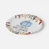 Blue Pumpkin Fall Baby Dusche Napkins Pappteller (Schrägansicht)