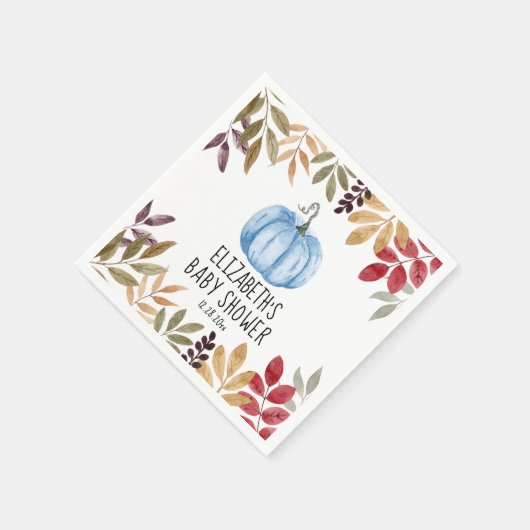 Blue Pumpkin Fall Baby Dusche Napkins Serviette (Ecke)