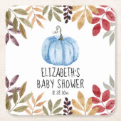 Blue Pumpkin Fall Baby Dusche Rechteckiger Pappuntersetzer (Vorderseite)