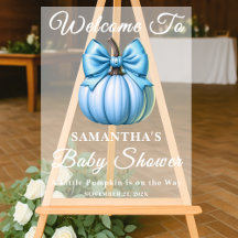Blue Pumpkin Fall Baby Dusche Willkommen Mattiert