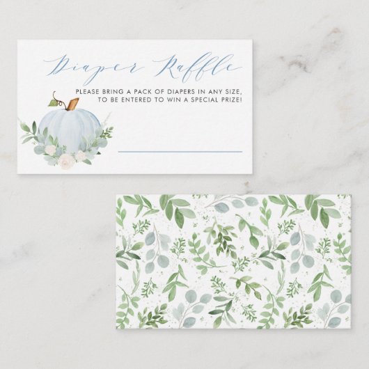 Blue Pumpkin Fall Babydusche Windeln Raffle Game Begleitkarte (Vorne/Hinten)