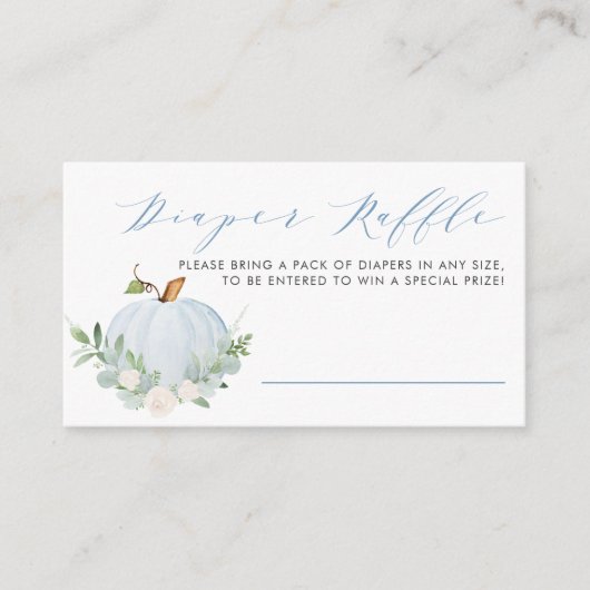Blue Pumpkin Fall Babydusche Windeln Raffle Game Begleitkarte (Vorderseite)