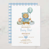 Blue Pumpkin Fall Beary Einladung (Vorne/Hinten)