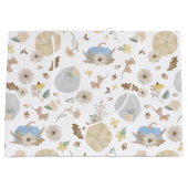 Blue Pumpkin Fall Floral Geschenktasche Große Geschenktüte (Vorderseite)