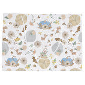 Blue Pumpkin Fall Floral Geschenktasche Große Geschenktüte (Rückseite)