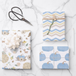 Blue Pumpkin Fall Geschenkpapier Set