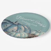 Blue Pumpkin Fall Party Dankbarkeit gesegnet Pappteller (Schrägansicht)