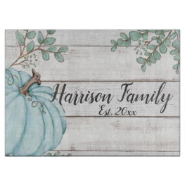 Blue Pumpkin Farmhouse Herbst Familienname Jahr Es Schneidebrett