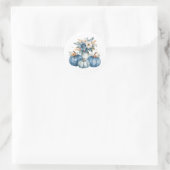 Blue Pumpkin Floral Arrangement Runder Aufkleber (Tasche)