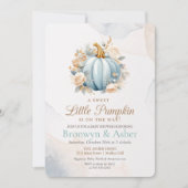 Blue Pumpkin Floral Baby Dusche Einladung (Vorderseite)
