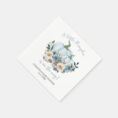 Blue Pumpkin Floral Boy Baby Shower Serviette (Ecke)