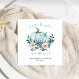 Blue Pumpkin Floral Boy Baby Shower Serviette