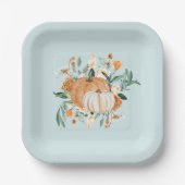Blue Pumpkin Floral Herbstfarben, Pappteller (Vorderseite)