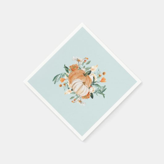 Blue Pumpkin Floral Herbstfarben, Serviette (Ecke)