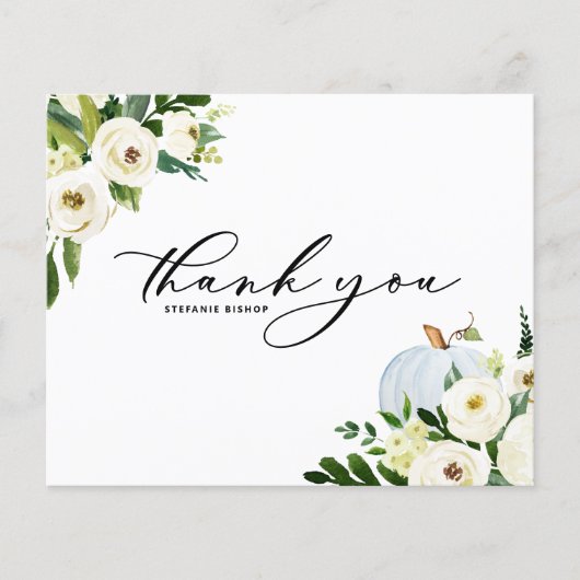 Blue Pumpkin Greenery Abschluss Danke Karte (Vorderseite)