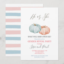 Blue Pumpkin He or She Gender Reveal