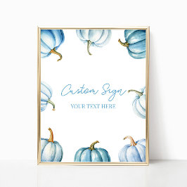 Blue Pumpkin Herbst Benutzerdefiniertes Party Zeic Poster