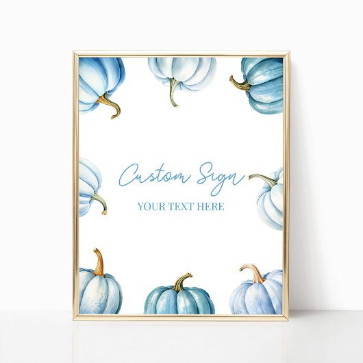 Blue Pumpkin Herbst Benutzerdefiniertes Party Zeic Poster