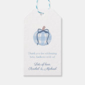 Blue Pumpkin mit Bow Baby Dusche Geschenkanhänger (Vorderseite)