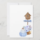 Blue Pumpkin Patch Birdhouse Boy Baby Dusche Einladung (Rückseite)