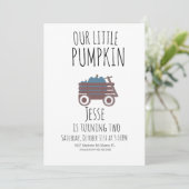 Blue Pumpkin Patch Halloween Pumpkins Wagon Einladung (Stehend Vorderseite)