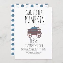 Blue Pumpkin Patch Halloween Pumpkins Wagon Einladung