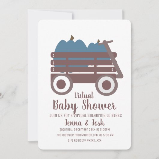 Blue Pumpkin Patch Virtual Baby Dusche Einladung (Vorderseite)