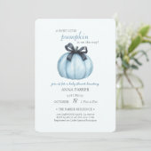 Blue Pumpkin Polka Dots Baby Dusche Einladung (Stehend Vorderseite)