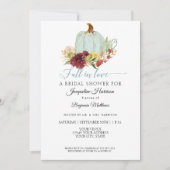 Blue Pumpkin Rustic Burgund Floral Brautparty Einladung (Vorderseite)