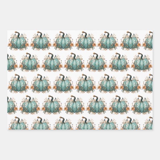 Blue Pumpkin Rustic Erntedank Papers Geschenkpapier Set (Vorderseite 3)