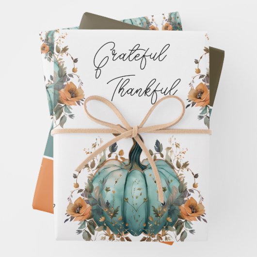 Blue Pumpkin Rustic Erntedank Papers Geschenkpapier Set (Beispiel)