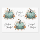 Blue Pumpkin Rustic Erntedank Papers Geschenkpapier Set (Vorderseite)