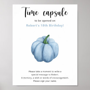 Blue Pumpkin Time Kapsel 1. Geburtstag Poster