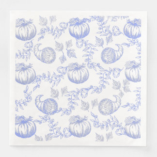 Blue Pumpkin Toile Dinner Napkin Serviette