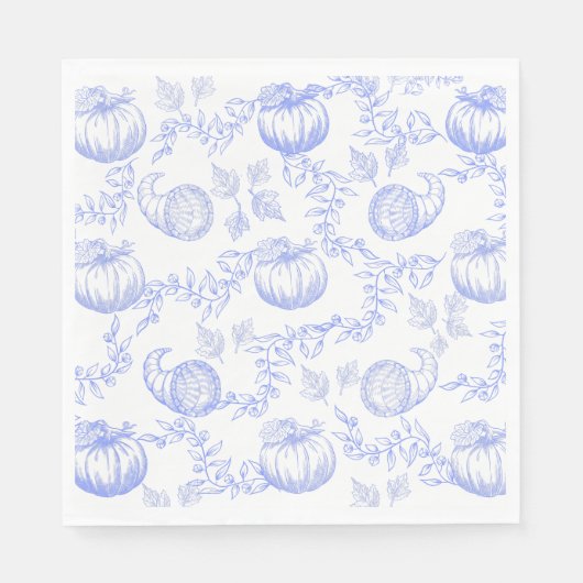 Blue Pumpkin Toile Luncheon Napkin Serviette (Vorderseite)