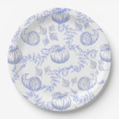 Blue Pumpkin Toile Round plate Pappteller (Vorderseite)