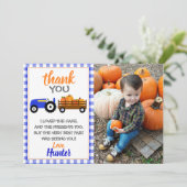 Blue Pumpkin Traktor Vielen Dank Karte (Stehend Vorderseite)