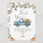 Blue Pumpkin Truck Baby Dusche Danke Karte (Vorne/Hinten)