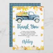 Blue Pumpkin Truck Baby Dusche Danke Karte (Vorne/Hinten)
