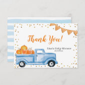 Blue Pumpkin Truck Baby Dusche Danke Karte (Vorne/Hinten)