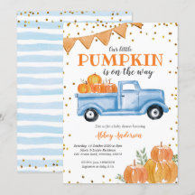 Blue Pumpkin Truck Baby Dusche Einladung