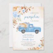 Blue Pumpkin Truck Baby Dusche Einladung (Vorderseite)